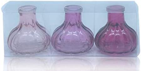 Sandra Rich GmbH Sandra Rich. Glass vase bottle strips. 3 small bottles approx. 7 x 7 cm. Fuchsia pink 1167-7-11