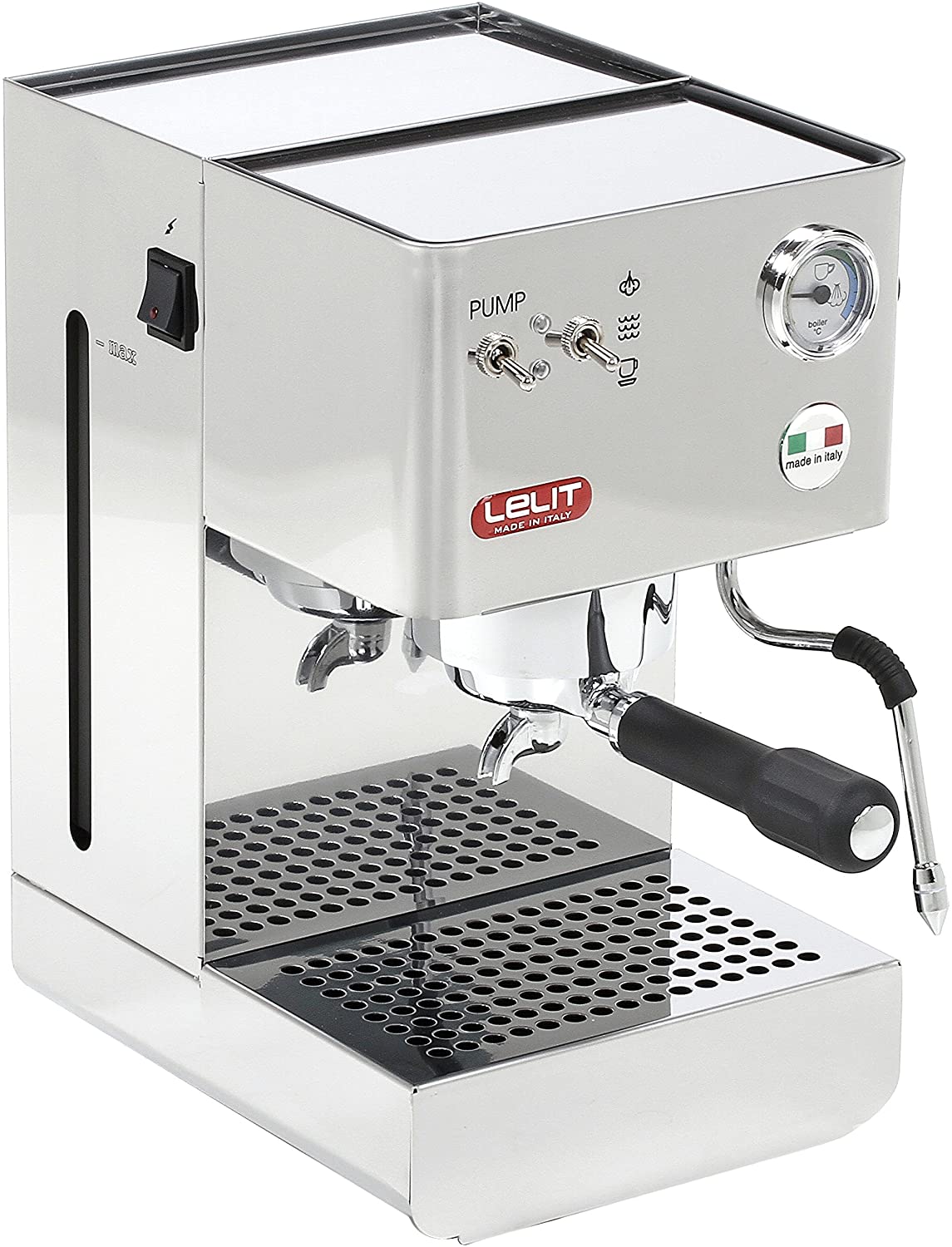 Lelit PL41PLUS Glenda, semi-professional coffee machine, ideal for espresso cover and cappuccino, stainless steel casing, 2.7 litres, silver