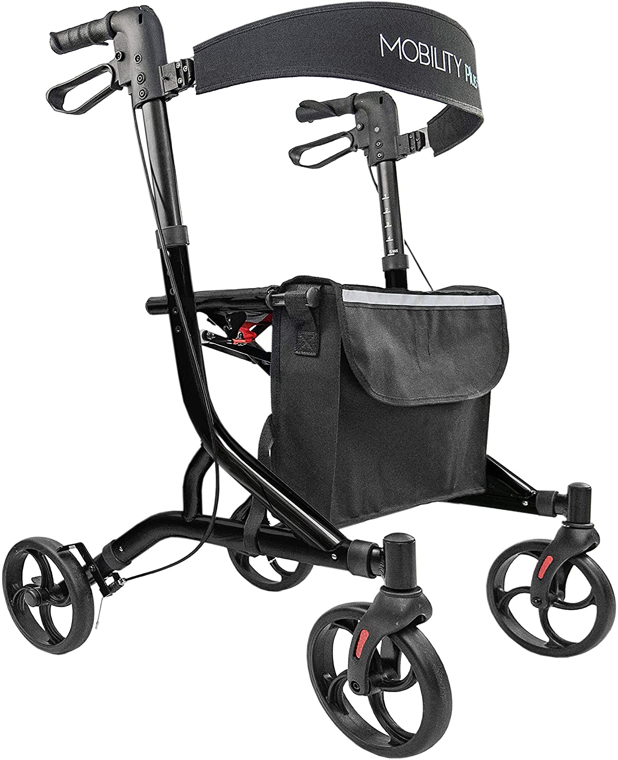 MOBILITY Plus+ LR10+ Lightweight Rollator - Indoor and Outdoor Walker - Foldable - Height 