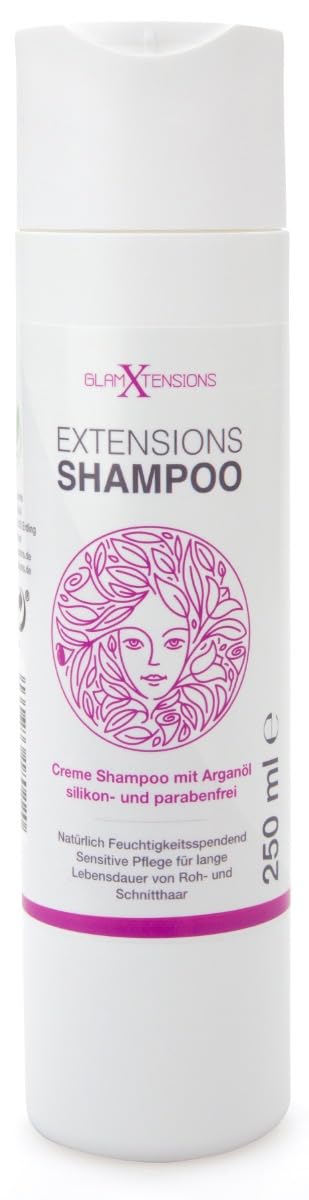 Hair Extensions Shampoo – Silicone-Free | High Percentage Argan Oil - For Raw Hair, Real Hair, Extensions Care Hair Extensions Wigs and Hairpieces, 1 x 250 ml