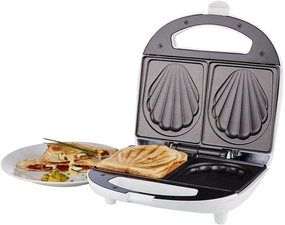 Korona 47017 Sandwich Maker in White - Sandwich Toaster for 2 Sandwiches; Shell Pattern