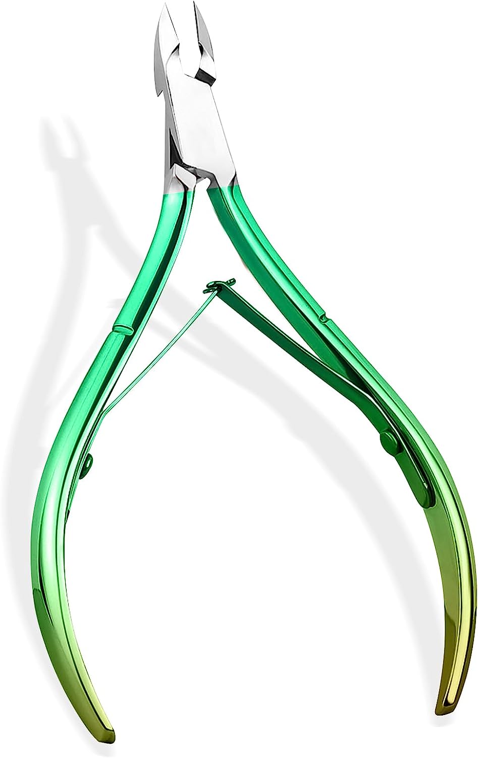 Professional Cuticle Clipper, Cuticle Remover, Stainless Steel Cuticle Scissors, Sharp Cut, Fine for Removing Excess Cracked Skin on Fingers and Toes, Green Color Gradient