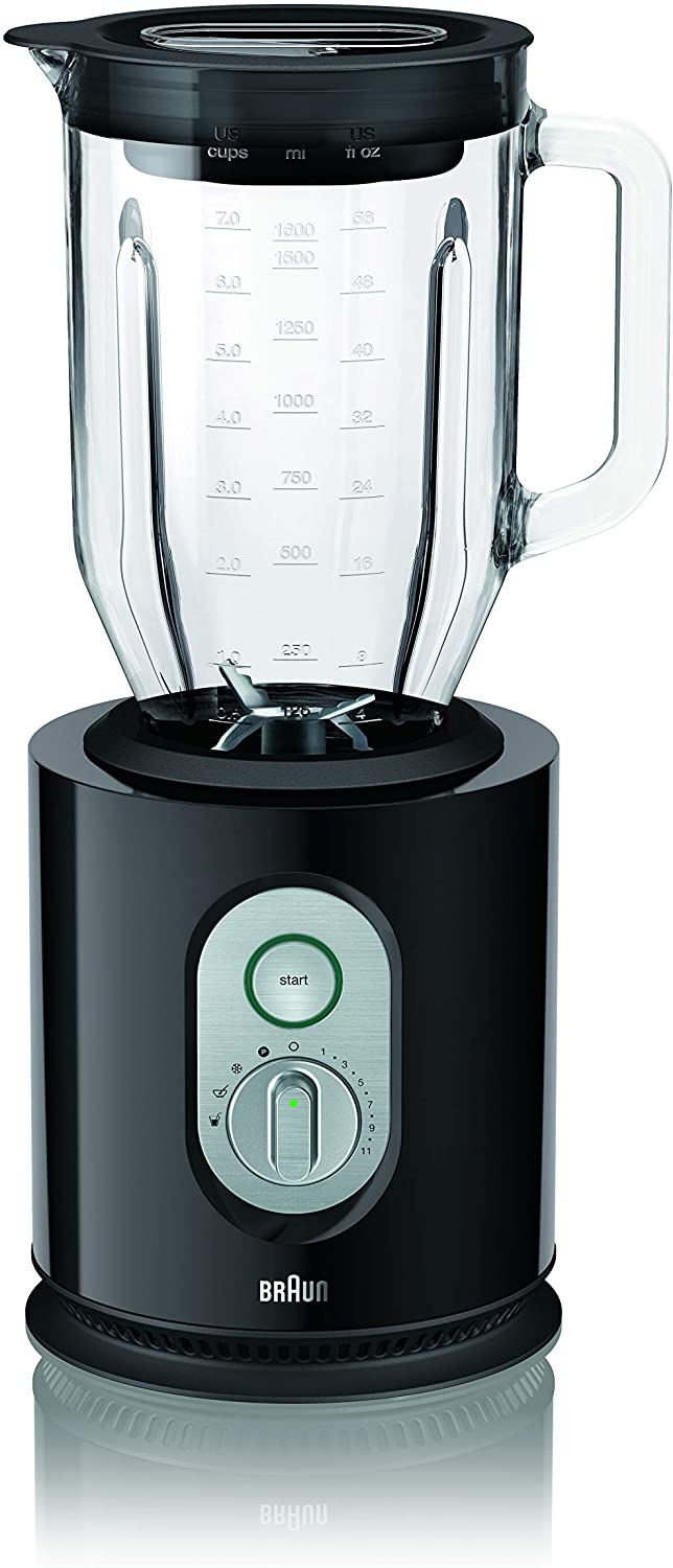 DeLonghi Braun IdentityCollection JB 5160 Blender 1000 W 22500 RPM ThermoResist Glass Mixing Container 1.6 L Black
