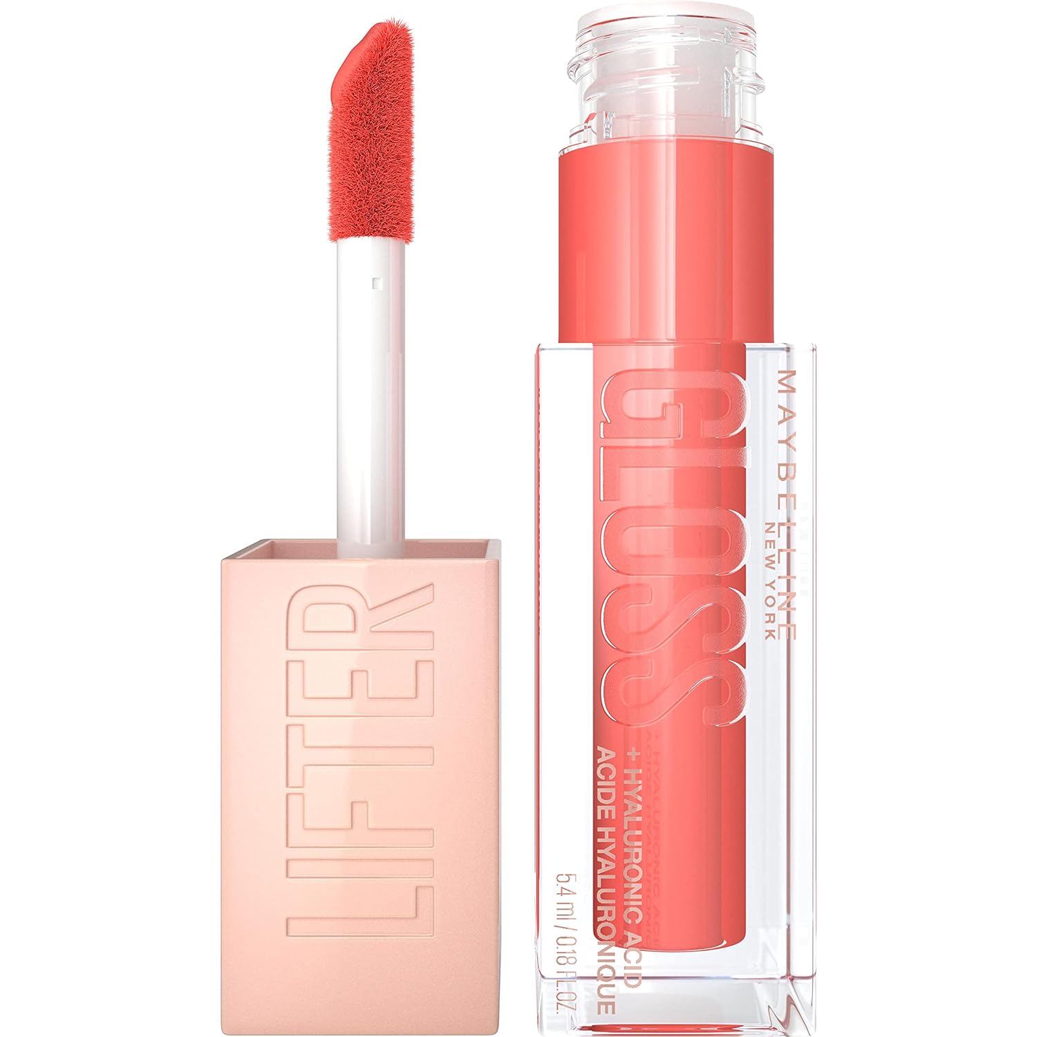 Maybelline New York Shiny Lip Gloss for Full-Like Lips, Moisturising, with Hyaluronic Acid, LIFTER GLOSS CANDY Drop, Color: No. 022 Peach Ring (orange), 1 x 5.4 ml