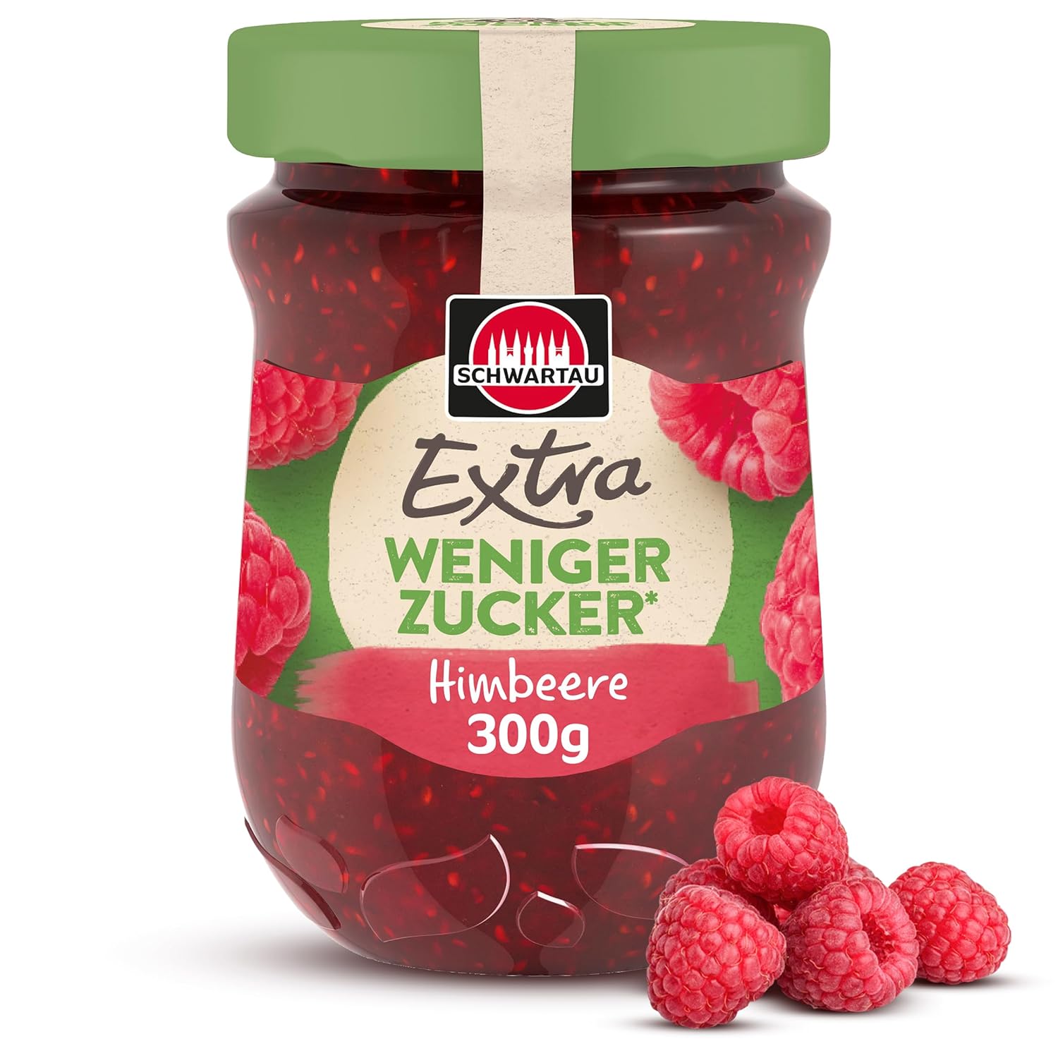Extra Less Sugar Raspberry, Sugar-Reduced Fruit Spread, 300 g