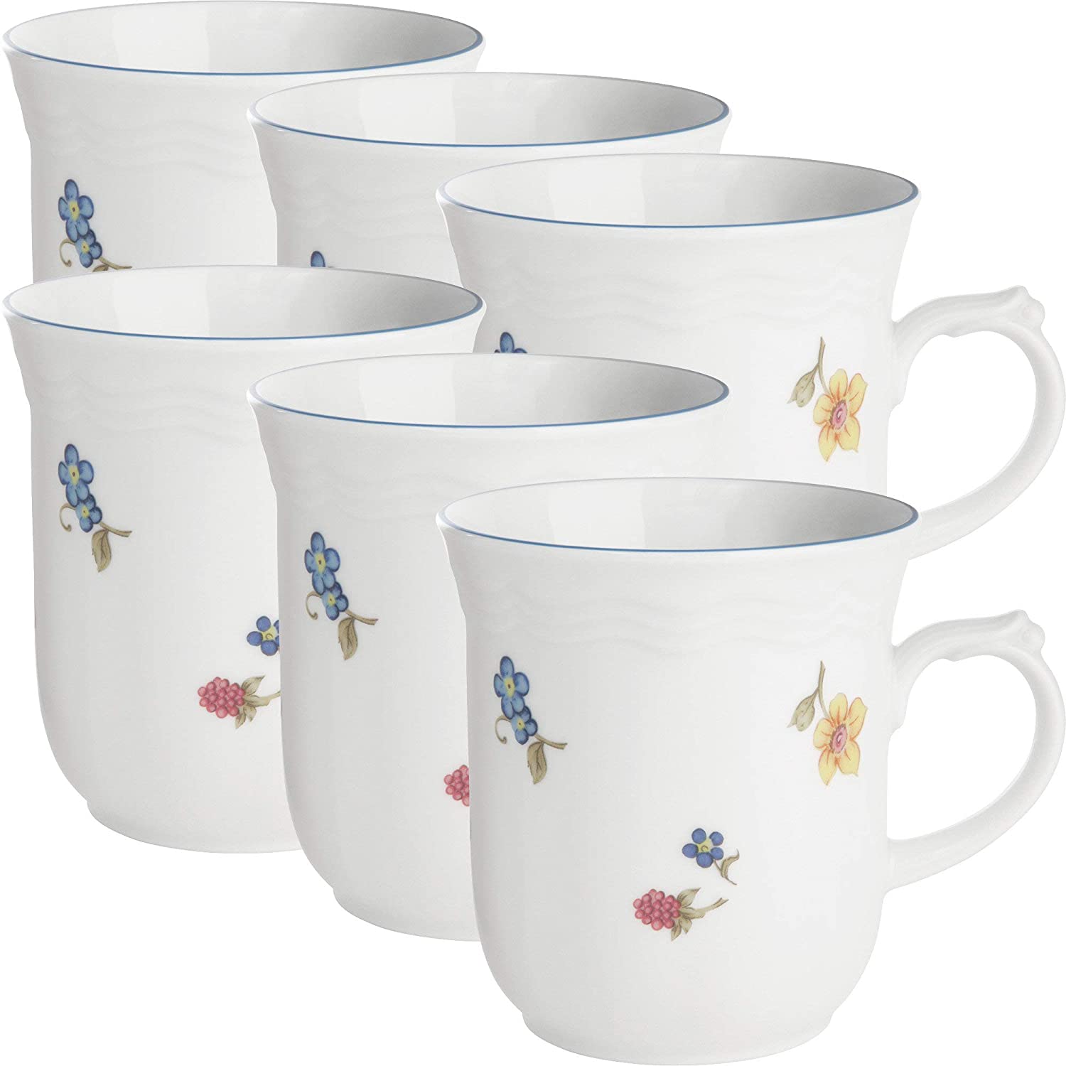 Seltmann Weiden Porcelain Coffee Mugs Pack of 6 Scattered Flowers Pattern
