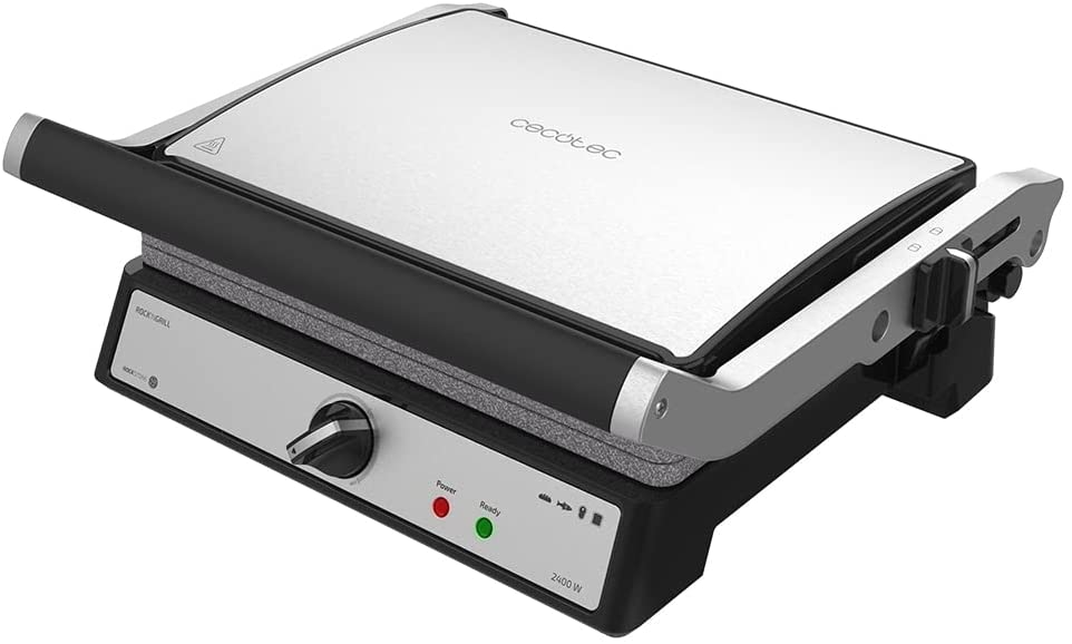 Cecotec Rock\'nGrill 2400 UltraRapid Electric Grill 2400W RockStone Cladding, 180º Opening and Floating Top Plate