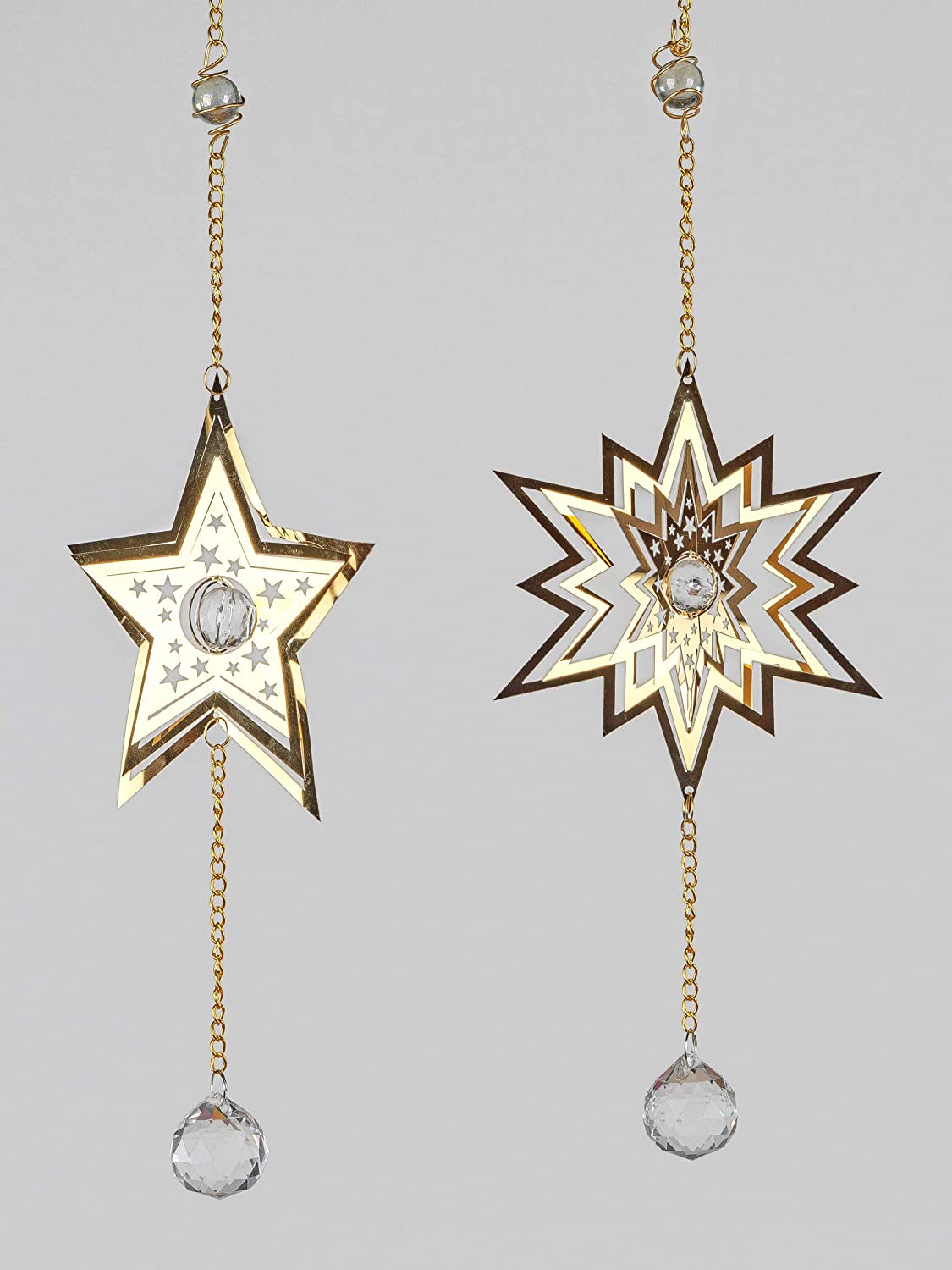 Formano 2-Piece Hanging Star Decorative Hangers Gold Design 49 Cm Christmas