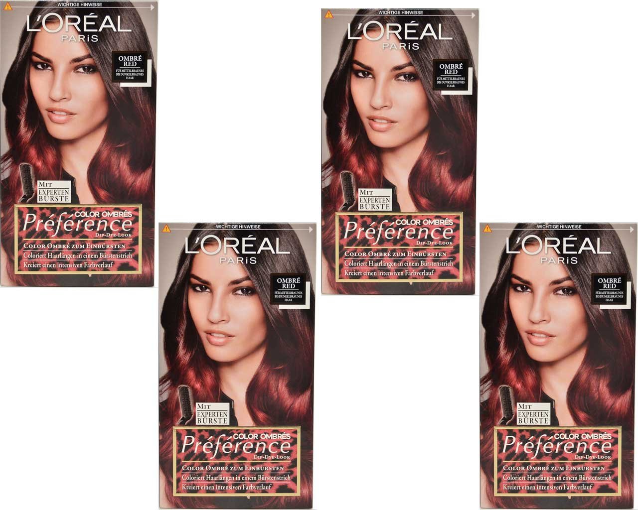 L'Oréal Paris Loreal L\'Oréal Paris Preférence Colour Ombre Colour Ombre Red Pack of 4, ‎red