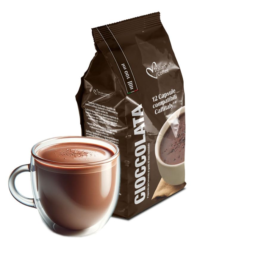 Hot Chocolate (96 Capsules) Compatible with Tchibo Cafissimo - Caffitaly, Lot de 8 x 12 Capsules (96 portions tot) - la Capsuleria