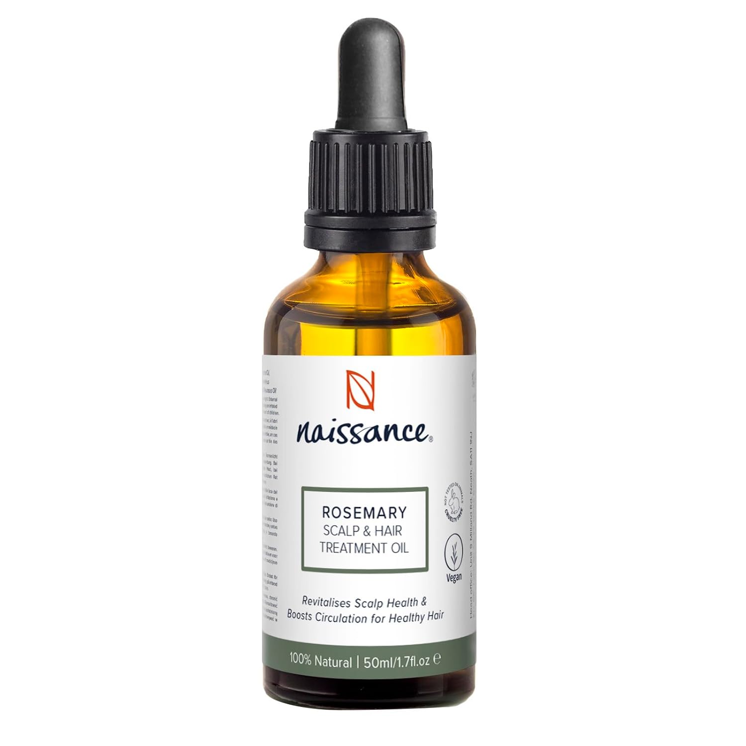 Naissance Rosemary Hair Oil and Scalp Oil 50 ml with Jojoba Oil, Almond Oil, Argan Oil and Essential Oil