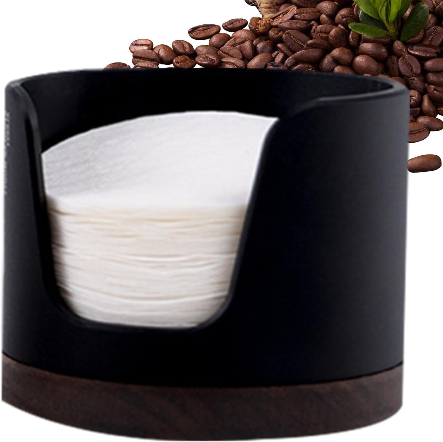 Coffee Filter Holder - Coffee Filter Storage Container, Espreso Filter Organizer | Round espreso filter paper holder, wooden house filter container for farmhouse for espreso maker