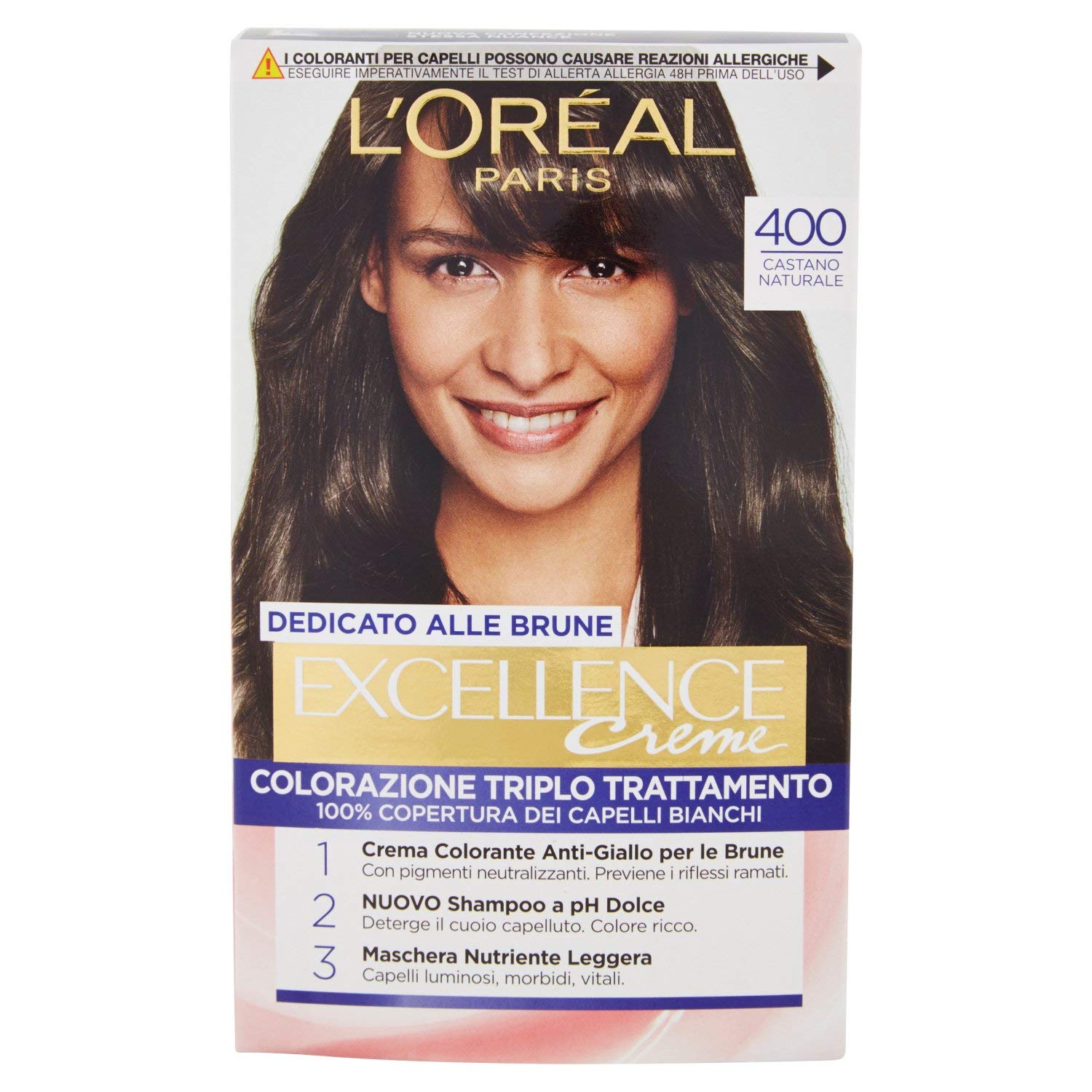 l'oréal l\'Oréal Paris Excellence Créme Subtle Brune Permanent Hair Colour, Very Good Coverage for White Hair, 400 Natural Brown, ‎400