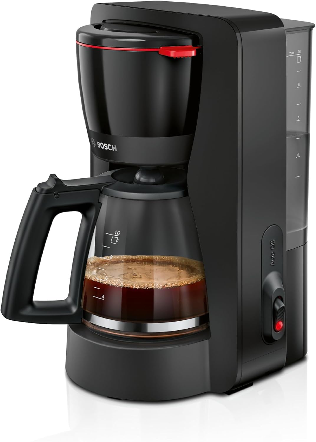 Bosch MyMoment TKA2M113 Filter Coffee Machine, Glass Jug 1.25 L, for 10-15 Cups, 40 Minute Warming Function, Drip Stop, Swivelling Filter Carrier, Removable Water Tank, 1200 Watt, Matte Black