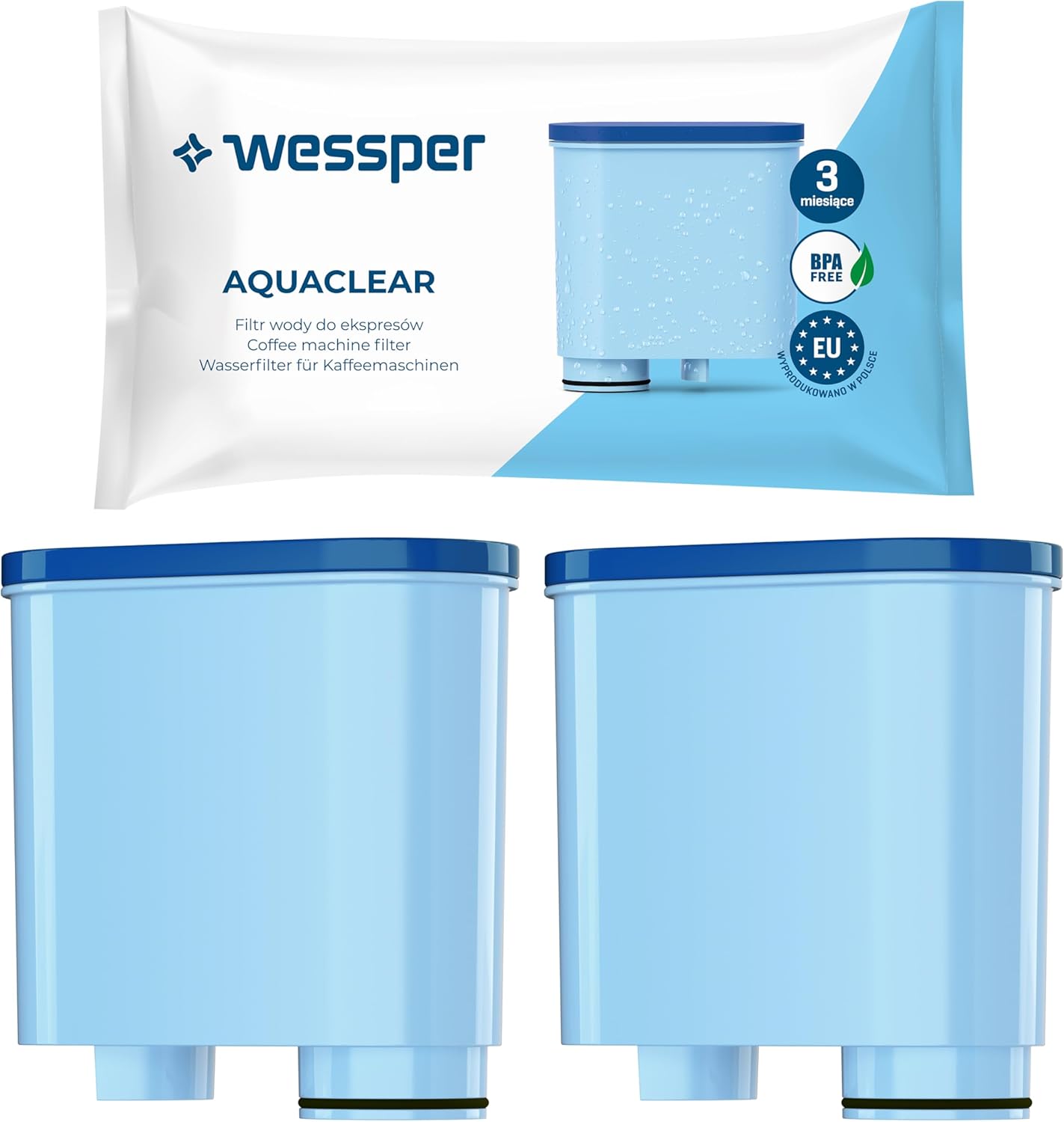 Wessper Water Filter Cartridges Compatible with Philips Aquaclean CA6903/10 CA6903/22 CA6903 and Saeco Coffee Machine, Filter Cartridge with Activated Carbon for Fully Automatic Coffee Machine, Pack