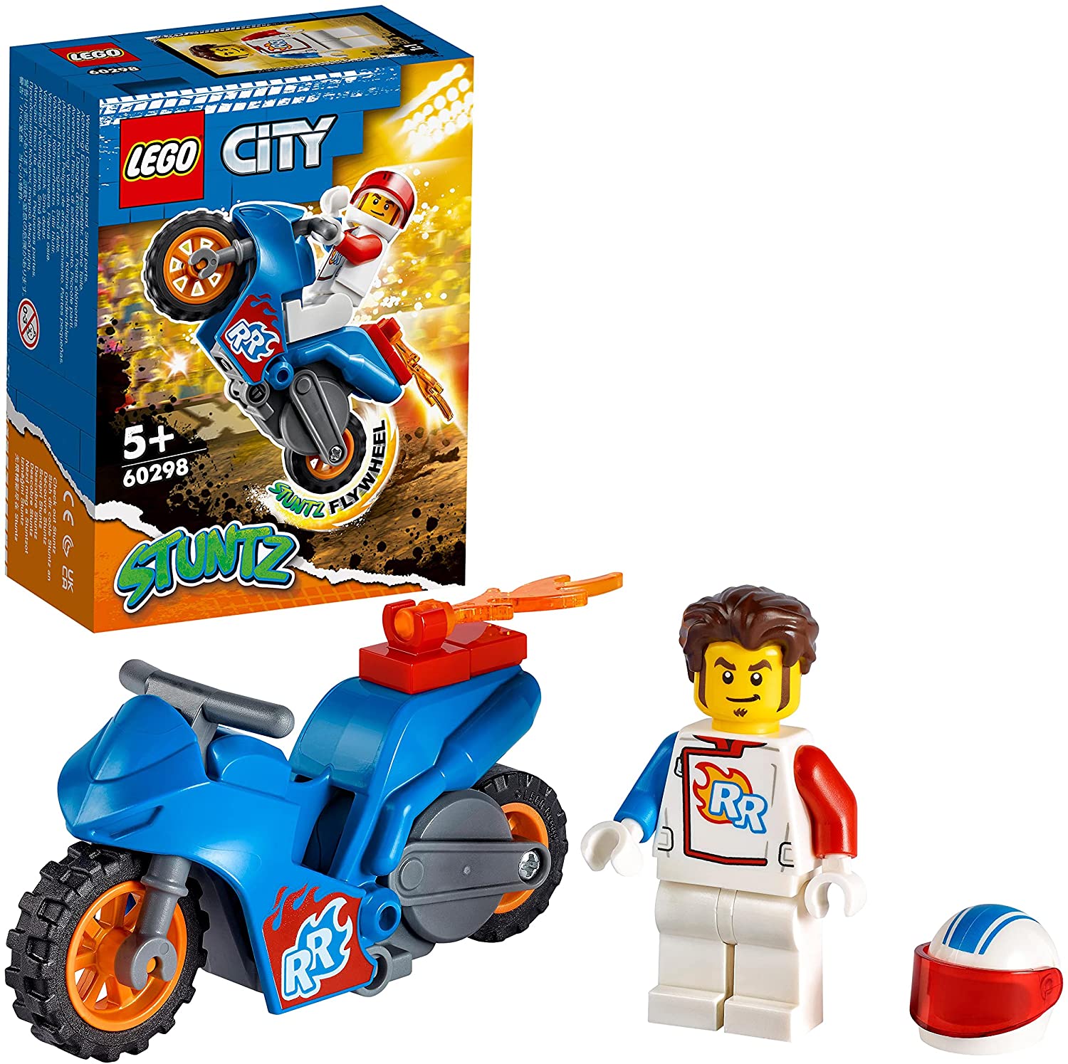 LEGO 60298 City Stuntz Rocket Stunt Bike Set Flywheel Motorcycle and Rocket