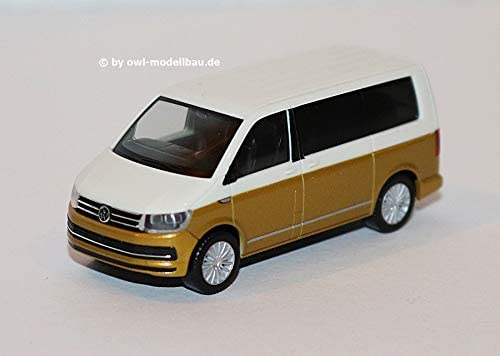 Herpa 038730 Model Car Vw T6 Multivan Bicolour, Candy White / Turquoise Yel