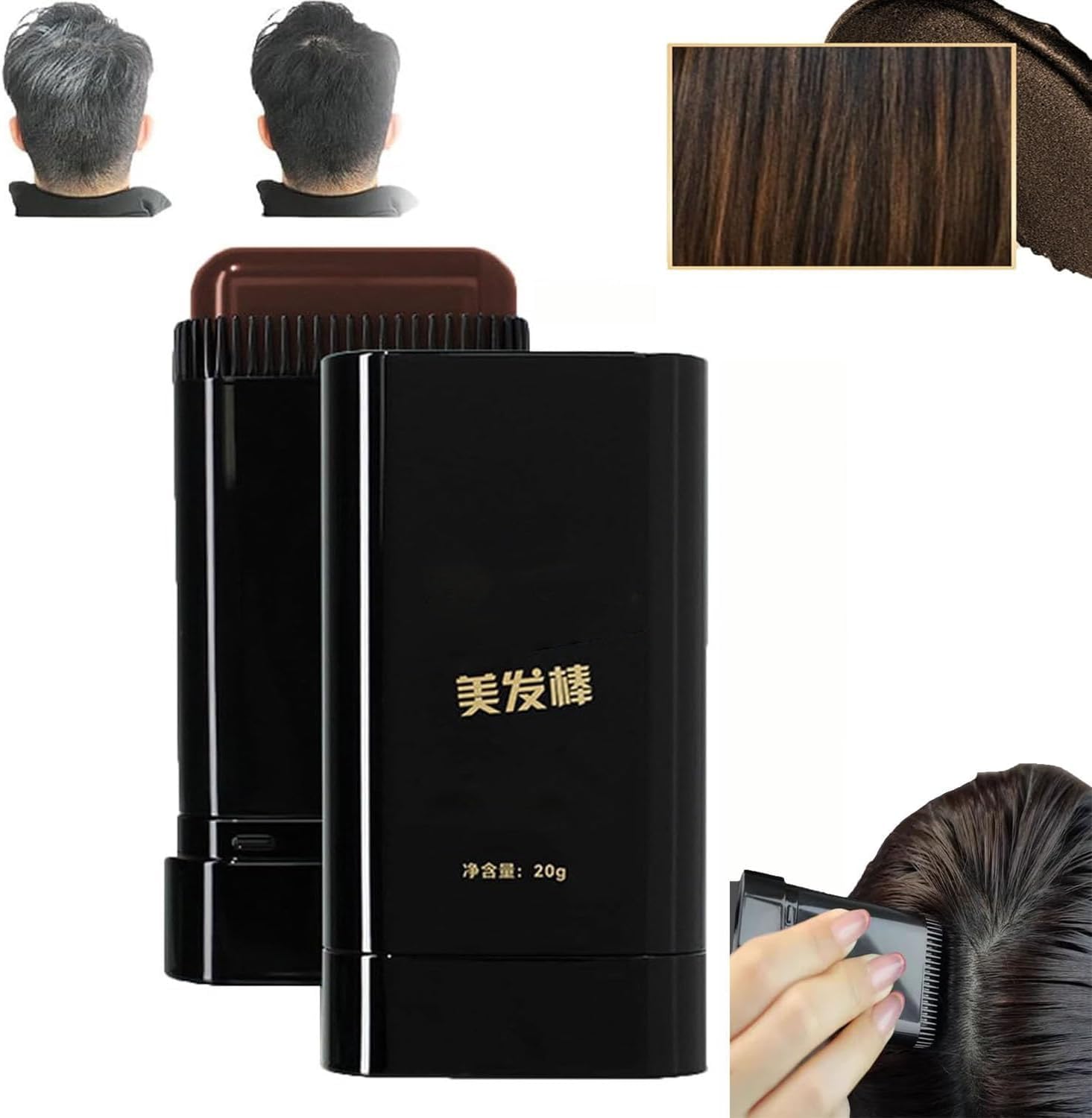 Safe and Practical Comb Hair Dye Comb, Hair Concealer for Combing Hair, Covering Gray Hair, Portable Hair Dye Comb, Quick Touch Ups (Dark Brown, One Size)