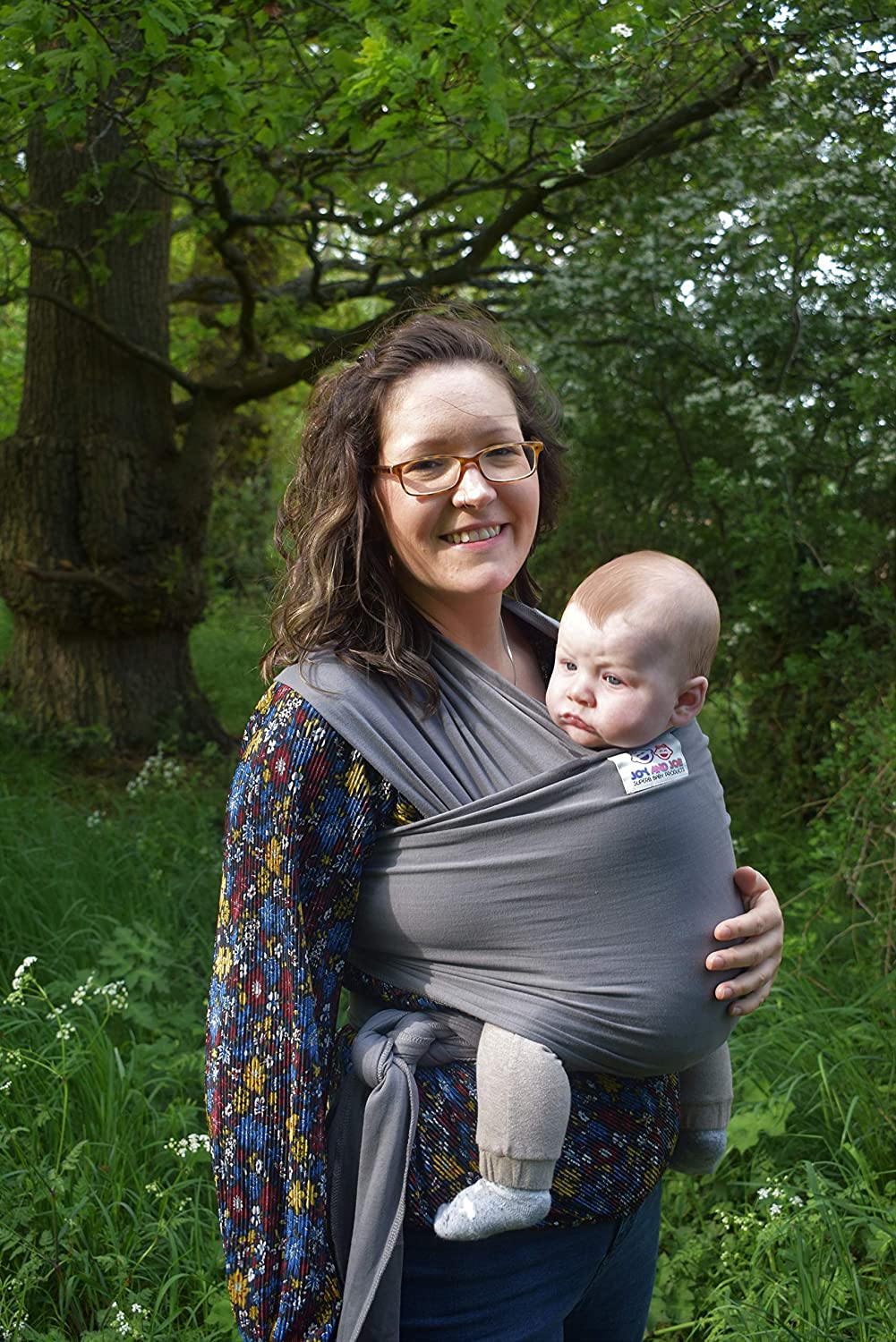 Bamboo Baby Sling | Made in the UK by Joy and Joe® | Bamboo Cotton Spandex | Organic Stretchy Wrap Carrier | UK/EU Safety Tested | Box with Hat