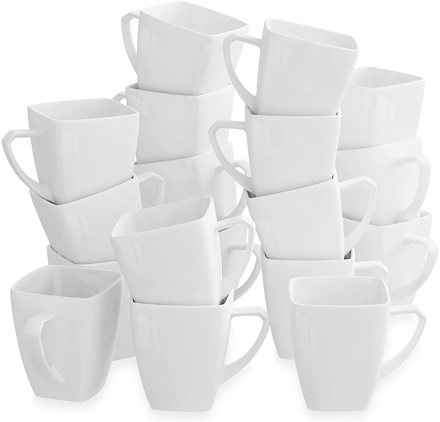 Porcelain Coffee Cups, Set of 18 Malacasa, Series Blance, Cream 350 ml/2/11,5x8x10,5 cm Tea Cup Coffee Mug Coffee Service for 18 People