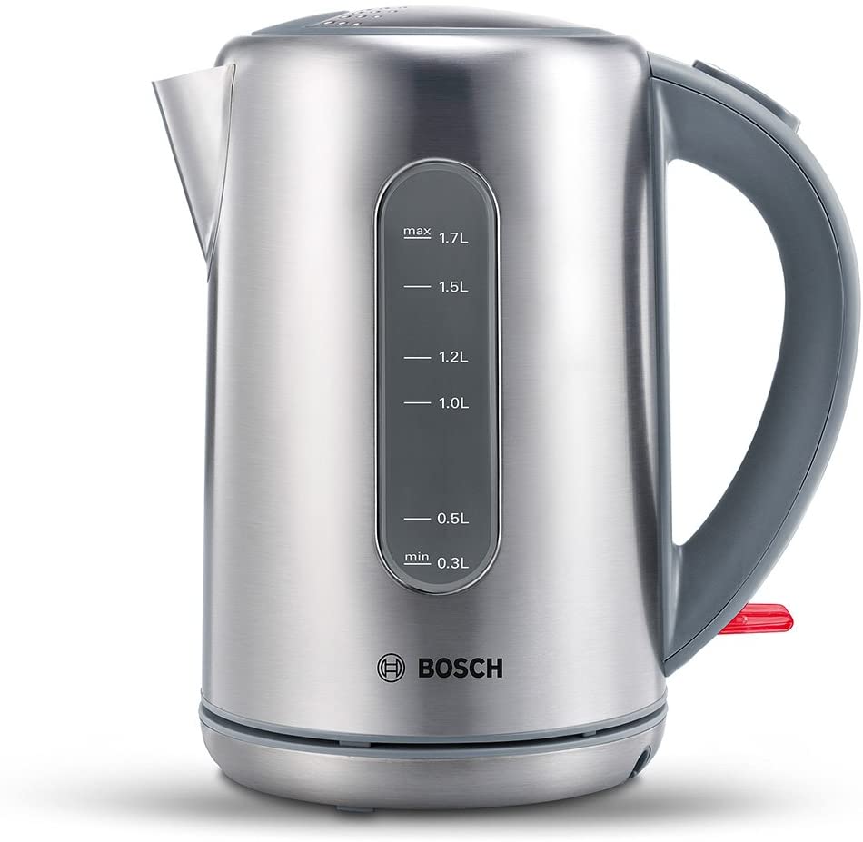Bosch TWK7901 Cordless Kettle, Automatic Steam Stop, Automatic Shut-Off, Limescale Filter, 1.7 L, 2200 W, Stainless Steel