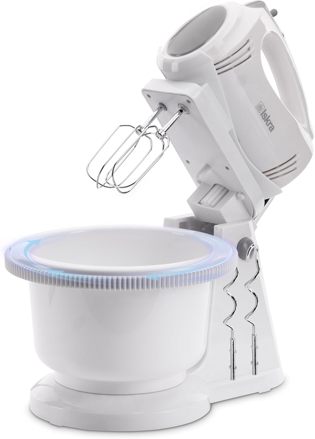 Iskra Hand Mixer with Container, Mixer Hand Stirrer with Turbo Function and Rotary Container 300 Watt