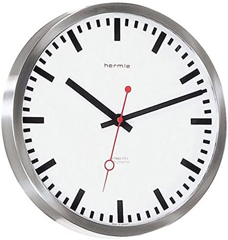 Modern Wall Clock with Radio-Controlled clock, Battery-Operated Hermle Grand CENTRAL- 30471–000870