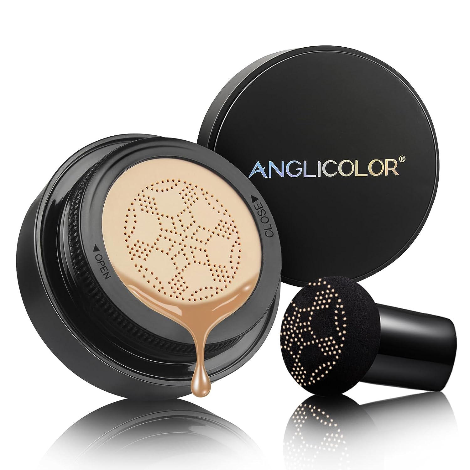 Anglicolor CC cream, cushion foundation, waterproof for long-lasting coverage of blemishes, mushroom head air cushion foundation, CC cream for face make-up with oil control effect (04#)