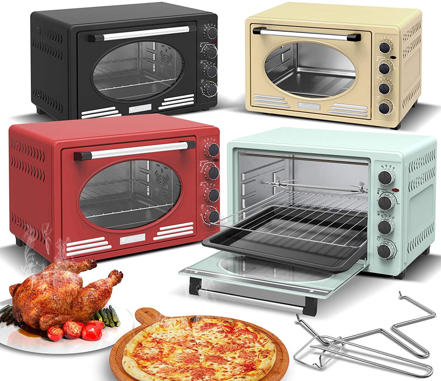 TurboTronic By Z-LINE Turbotronic / Retro Mini Oven with Air Circulation / 45 L / Black, Red, Blu