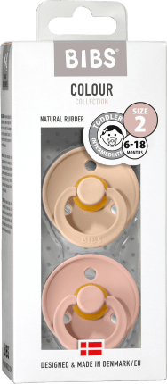 BIBS Pacifier Colour Latex, vanilla/pink, Gr. 2, 6-18 Months, 2 Pcs