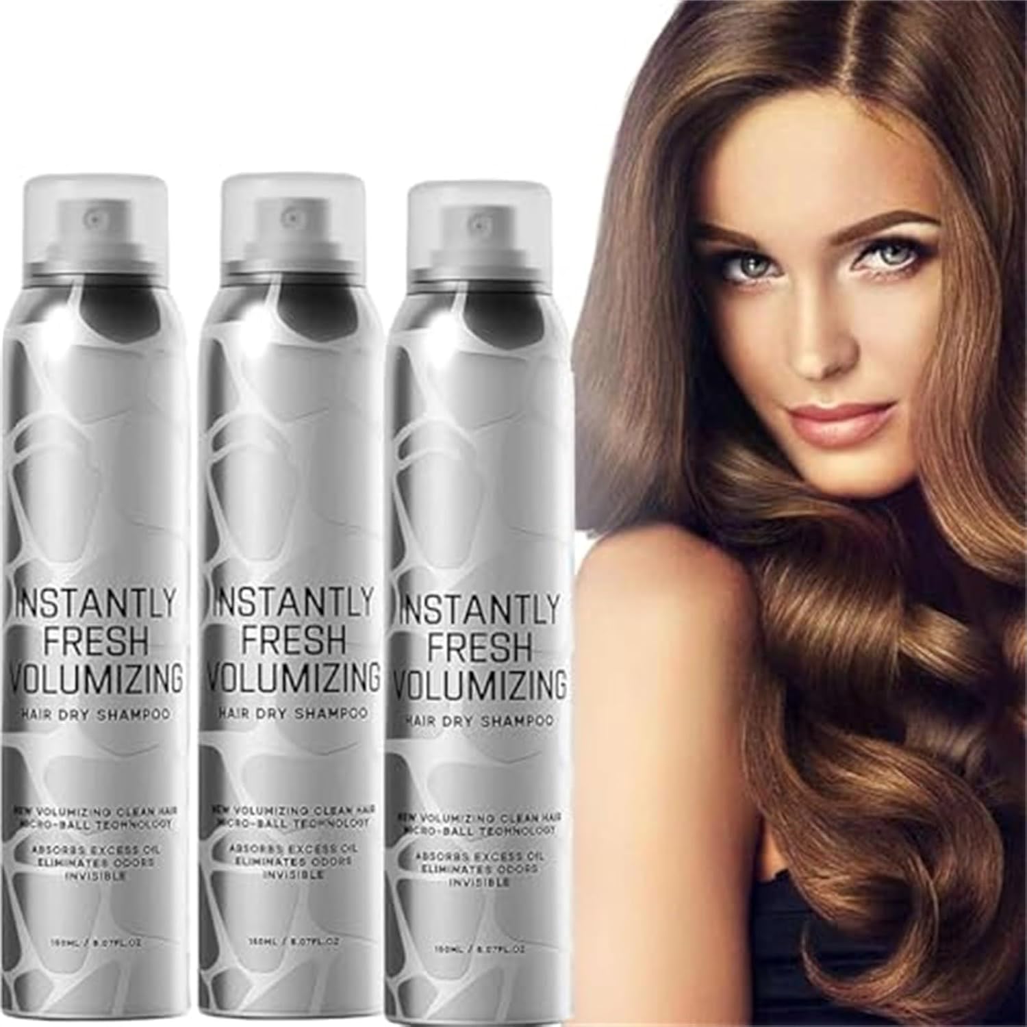 Volumizing Dry Shampoo Spray - Natural Dry Shampoo with Peppermint & Lavender for Instantly Fresh Volumizing Hair Dry Shampoo, Create a Refreshing Hairstyle, 150 ml (3 Pieces)