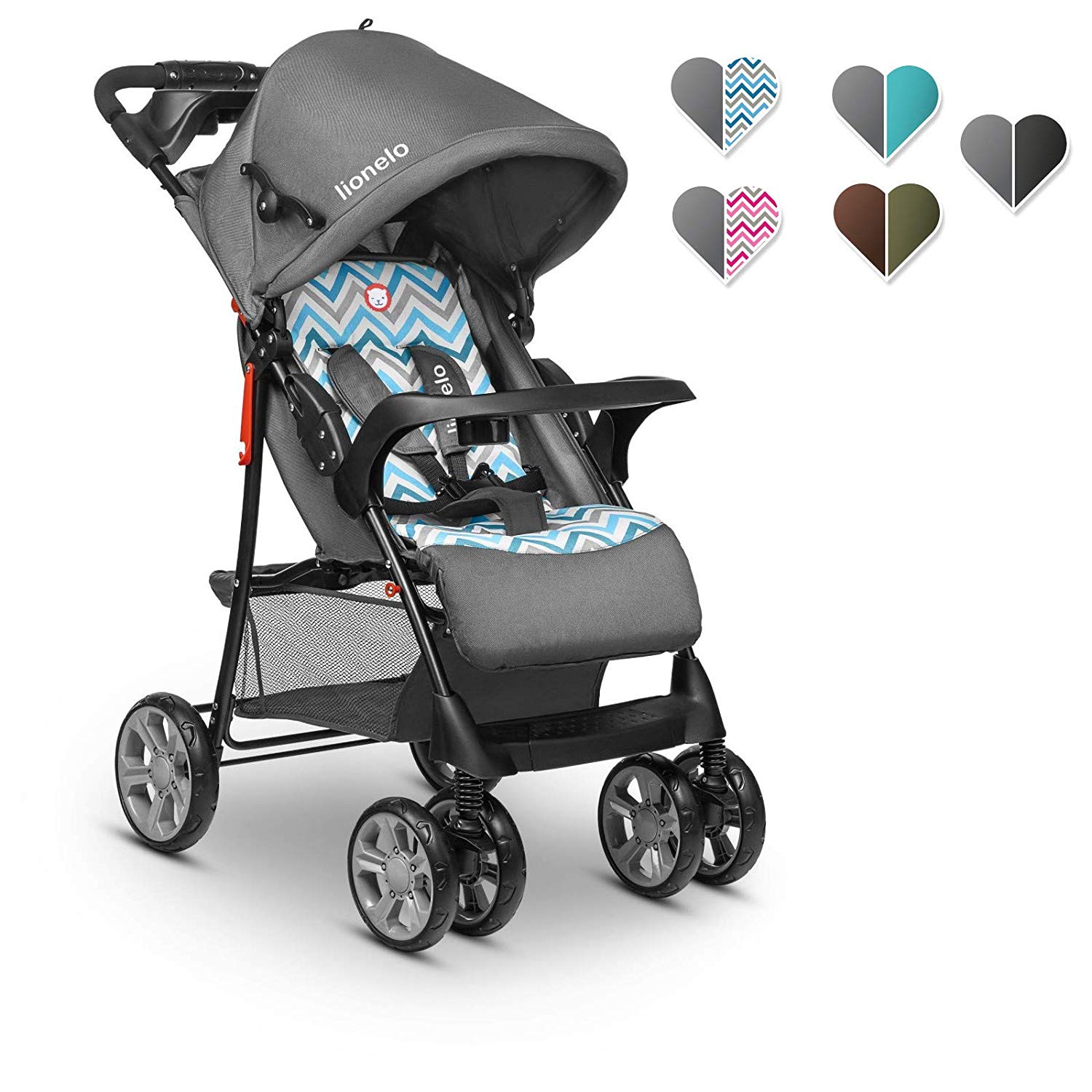 Lionelo Emma Plus Pushchair Lightweight Modern Small Buggy with Reclining Position Foldable