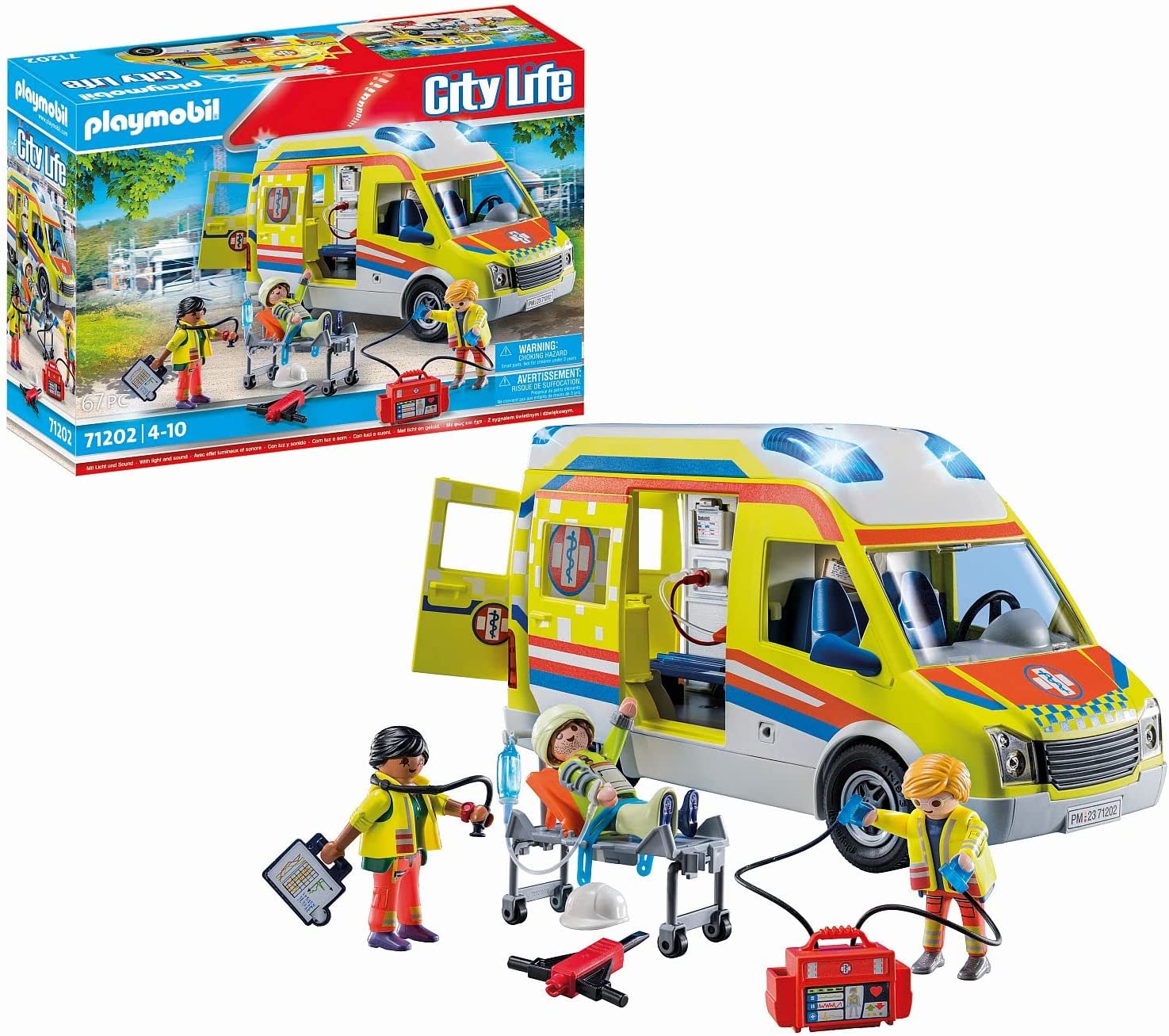 Playmobil City Life 71202 Ambulance with Light and Sound, Toy for Children from 4 years
