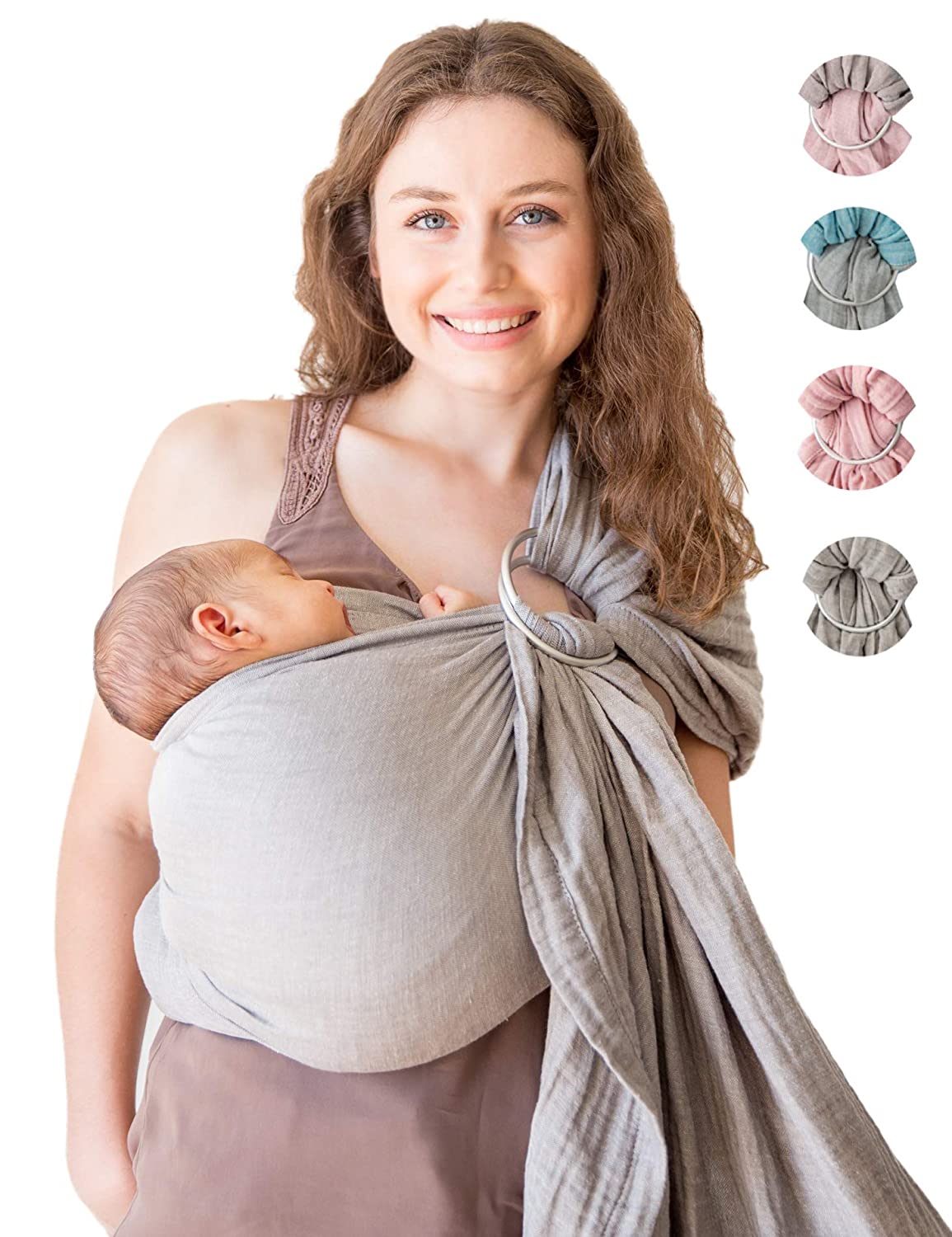 MEBIEN. TOUCHE DE LA NATURE… Baby Sling and Ring Sling 100% Cotton Muslin Infant Carrier, Ring Sling Baby Carrier Front and Chest Newborn Carrier Baby Carrier Wrap Toddler Carrier - Grey