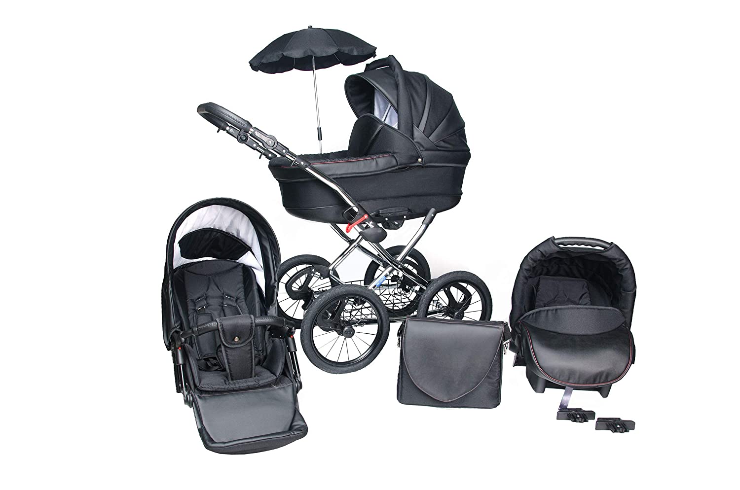 Skyline Classic Retro Style Lux Combination Pram and Pushchair, 3-in-1 Travel System, Car Seat (Isofix)