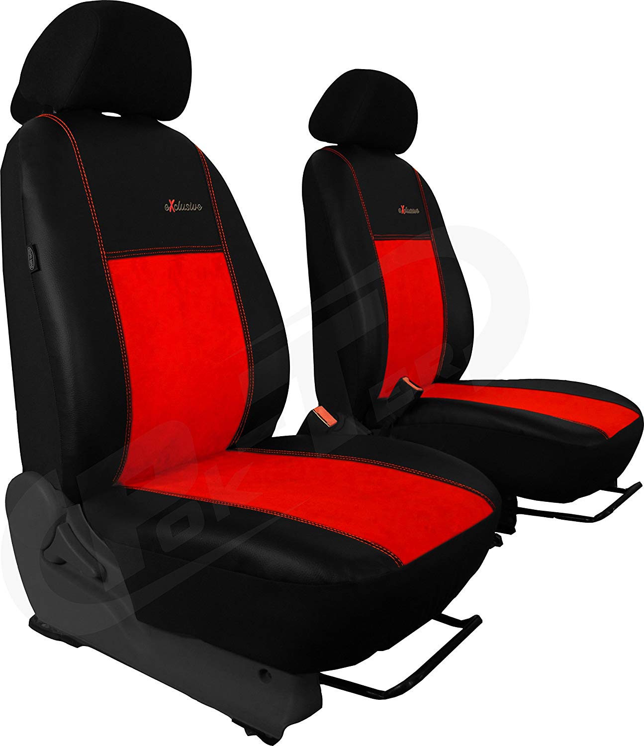 Model Specific Seat Covers Driver and Passenger Seat for Volkswagen T5 Multivan Ecoleder Alcantara Brick Red