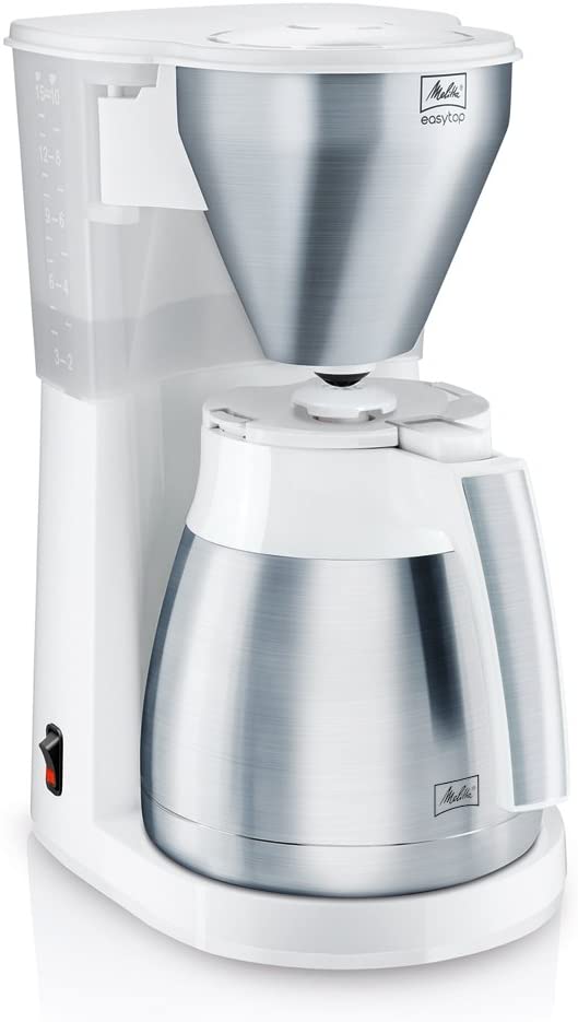 Melitta Easy Top Therm 1010-10 Filter Coffee Maker with Thermal Jug, Compact Design, White/Stainless Steel