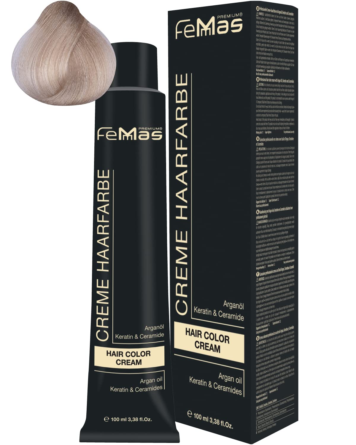 Femmas Hair Colour Cream 100 ml Hair Colour with Argan Oil, Keratin & Ceramide (Extra Platinum Blonde Intensive 12.0), ‎extra 12.0