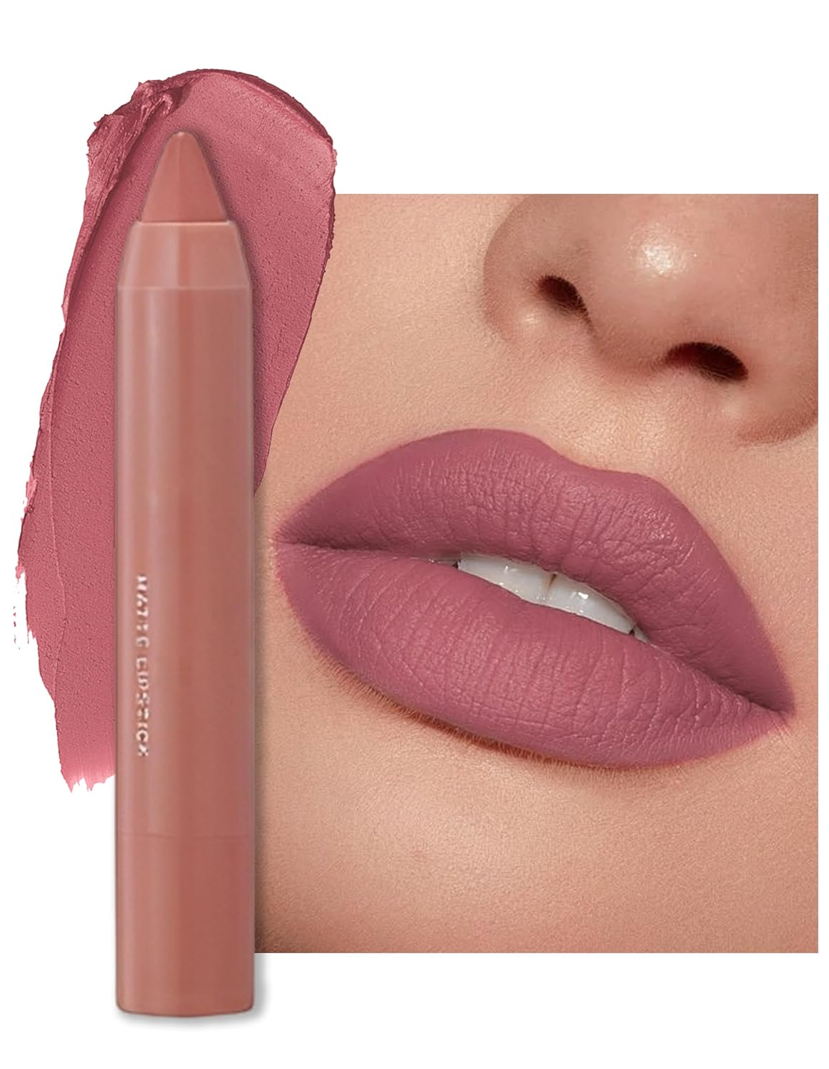 Erinde 2-in-1 Lipstick & Lip Liner Mat, Nude Lipstick 24 Hours Hold, Waterproof & Waterproof Lip Liner Pen, Long Lasting Velvet Lip Glaze, Moisturizing Lip Pen