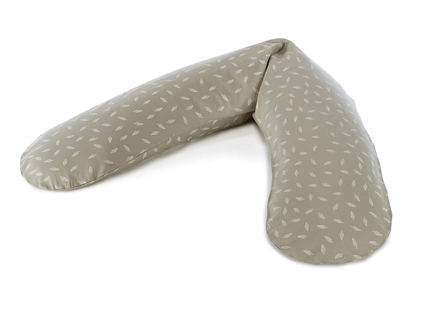 Replacement Cover For The Original Theraline Pregnancy And Nursing Pillow, 100% Cotton. Pattern Leaf Dance Taupe