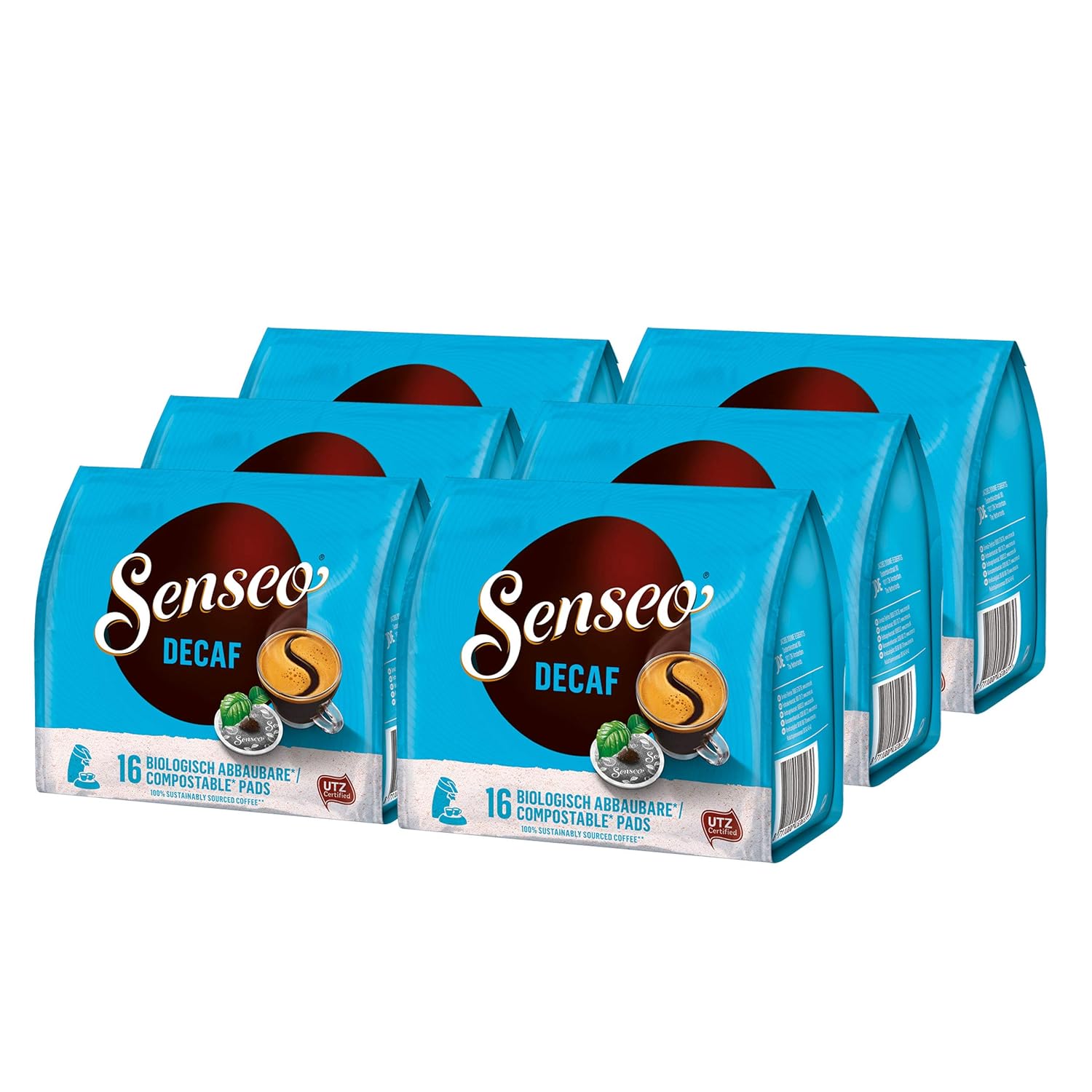Senseo Decaffeinated, New Design, Pack of 6, 6 x 16 Coffee Pods