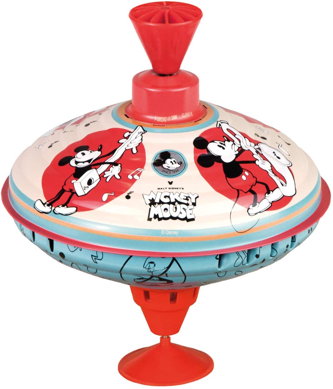 Bolz 52362 Disney Mouse Humming Spinning Top 16 cm Sheet Metal Spinning Top with Mickey Mouse Motifs Spinning Top with Base Toy Spinning Top for Children from 18 m + Colourful