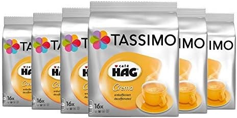 Tassimo Café HAG Crema Decaffeinated, coffee capsule, pack of 6, 6 x 16 T-Discs