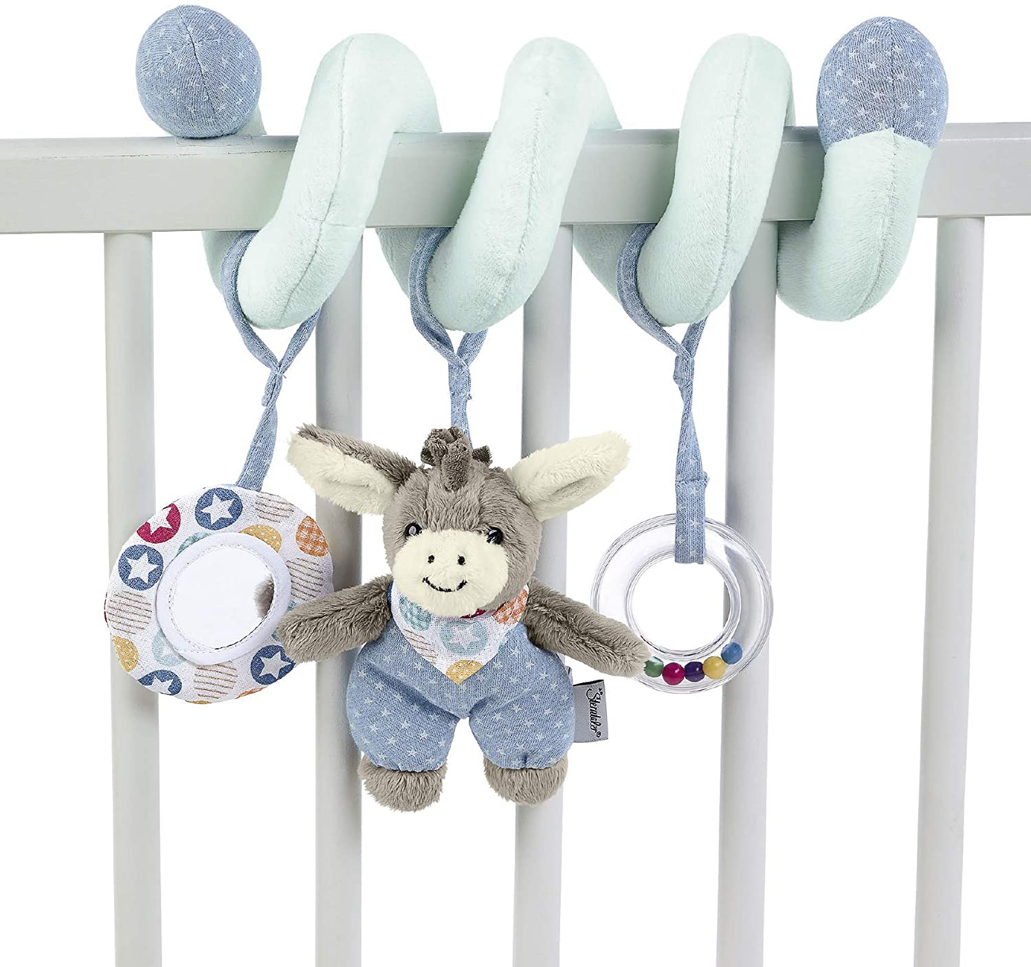 Sterntaler Erik Donkey Toy with Rattle for Babies from Birth Blue