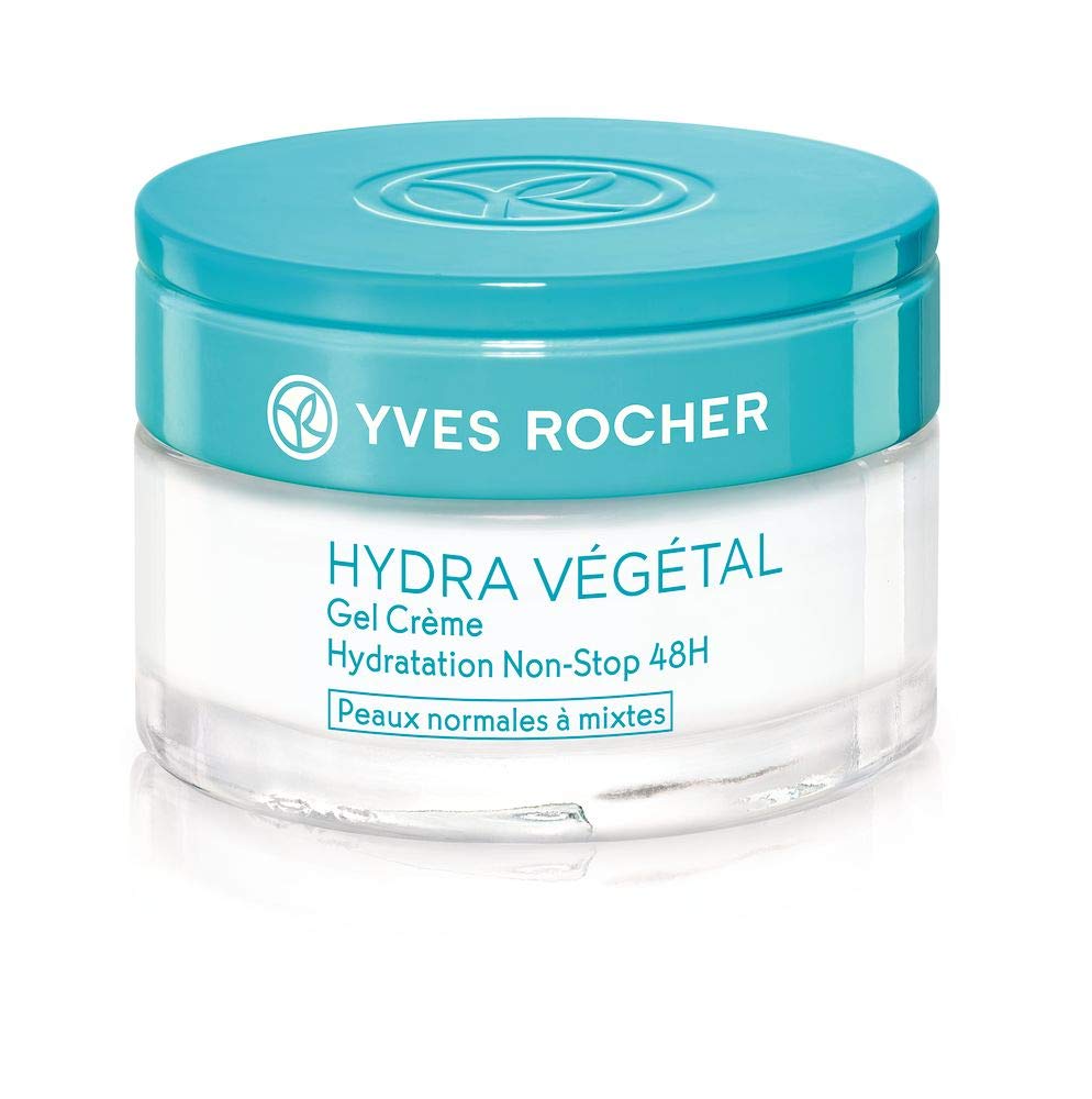 Yves Rocher HYDRA VÉGÉTAL Gel Cream Non-Stop Moisture 48 Hours Moisturising Cream for Day and Night 1 x Glass Jar 50 ml