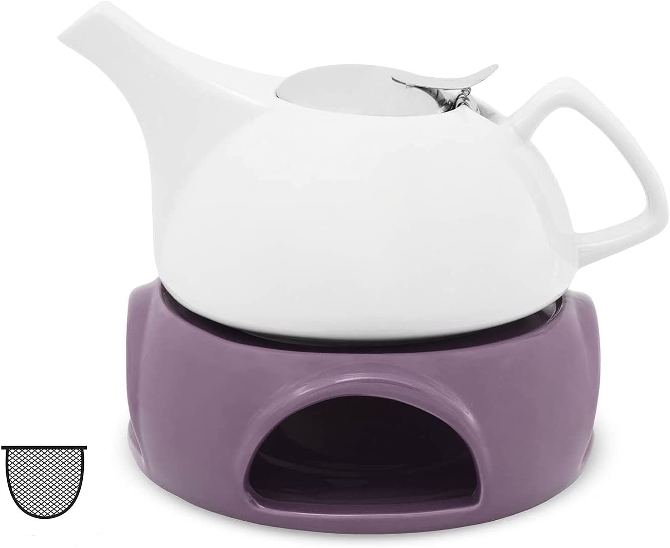 Markenloos Teapot with Warmer 0.95 L Porcelain Tea Maker Set
