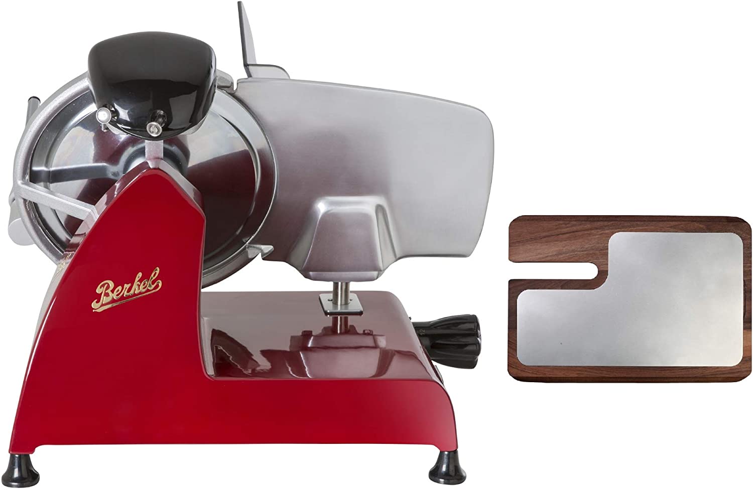 BERKEL - Red Line 250 all-purpose slicer + chopping board made of ash and stainless steel (red)