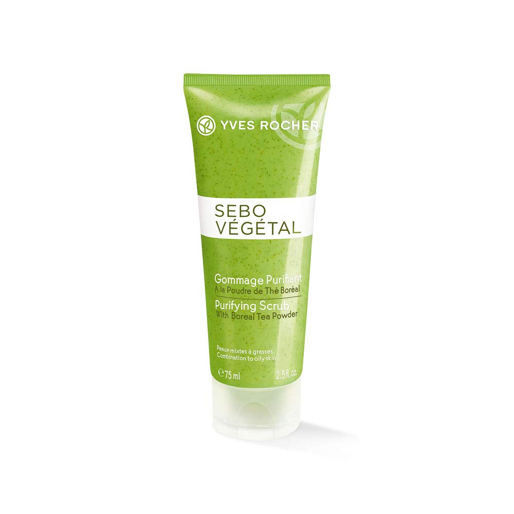 Yves Rocher SEBO VÉGÉTAL Cleansing Exfoliator, Deep Pore & Mattifying Face Scrub for Impurities, 1 x Tube 75 ml