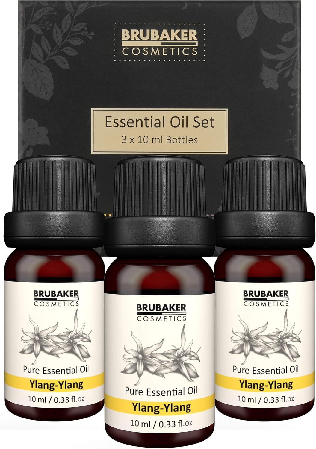 BRUBAKER Cosmetics Set of 3 Ylang-Ylang Oil - Good Mood & Relaxation - Essential Oils Aromatherapy Gift Set 3 x 10 ml Vegan
