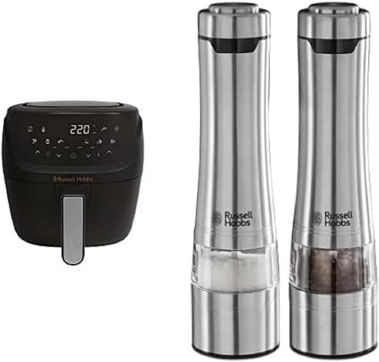 Bundle Set: Russell Hobbs AirFryer 27160-56 Hot Air Fryer L 4L [7 Cooking Functions | 10 Programs] & Russell Hobbs Electric Salt and Pepper Mill [Set of 2] Stainless Steel 23460-56
